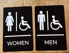 2 Pcs Restroom Sign for Business, Men and Women Commercial Bathroom Signs, 6  x9  