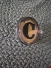 RARE !!! Civil War Calvary BRASS / GLASS Letter C Bridle Rosette Antique Relic