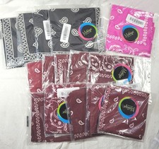 LOT: 15 Motique Cotton Paisley Bandanas - Red, Pink 22x22  Black 27x27 