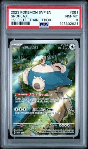 2023 POKEMON SVP EN-SV BLACK STAR PROMO 151 ELITE TRAINER BOX #051 SNORLAX PSA 8