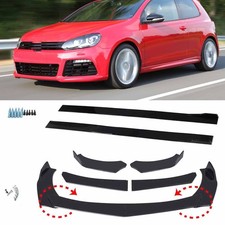 For VW Golf Polo Jetta Black Front Bumper Lip Splitter Spoiler + 2m Side Skirts