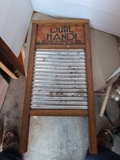 Vintage Dubl Handi Washboard Co Columbus Ohio Wash Board 8 1/2" x 18" pegged