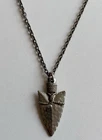 Vintage Costume Jewelry Silver Tone Necklace with Arrowhead Pendant 18"