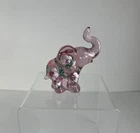 Lenox by Fenton Pink Glass Elephant Figurine Hand Painted Flowers Signed