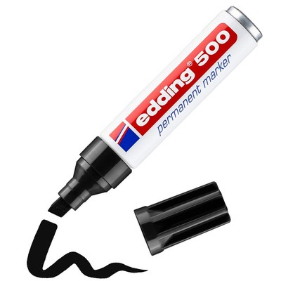 edding 500 Permanentmarker - schwarz - 1 Stift - Keil-Spitze 2-7 mm - wasserfest