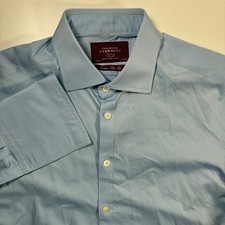 Charles Tyrwhitt Dress Shirt Mens 16/34 Light Blue Extra Slim Fit French Cuff