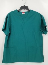 Dickies Scrub Top Womens Adult Size Med Green V Neck Short Sleeve With Pockets