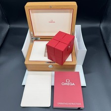 Omega Auténtica Caja de Reloj de Madera Estuche de Almacenamiento Grano Beige Sin Usar Se envía en 1 Día