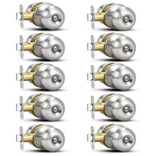 10 Pack Brushed Nickel Door Knobs,Privacy Door Knob with Lock, Interior Doork...
