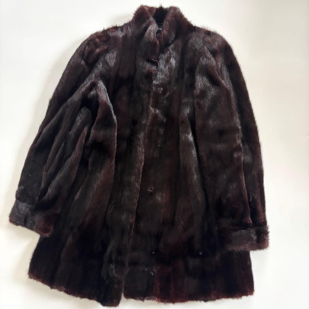 HARAJAKU Mother Mink Fur Coat  XL Dark Brown Unisex JAPAN