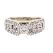 1.00ctw Princess Diamond with Accents Engagement Ring 14k White Gold Size 4.75