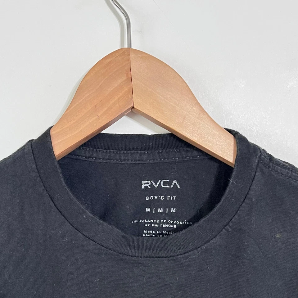 Camiseta Rvca Niños Talla M Negra Manga Larga Llamas Niños Calce Estampado Gráfico Camiseta Foto 3 de 4