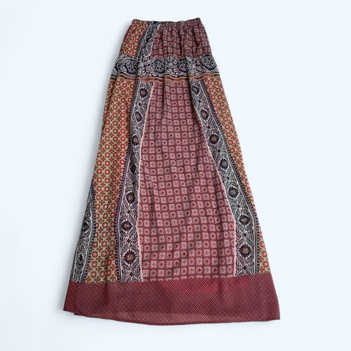 J GEE True Vintage Burgundy Vivid Coloured Maxi Skirt SIZE S - Picture 9 of 9