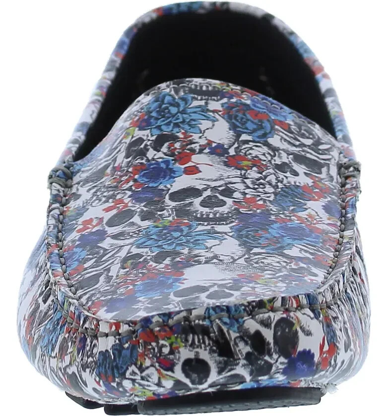 Robert Graham Skull Print Leather Anchor Moccasin Loafers 