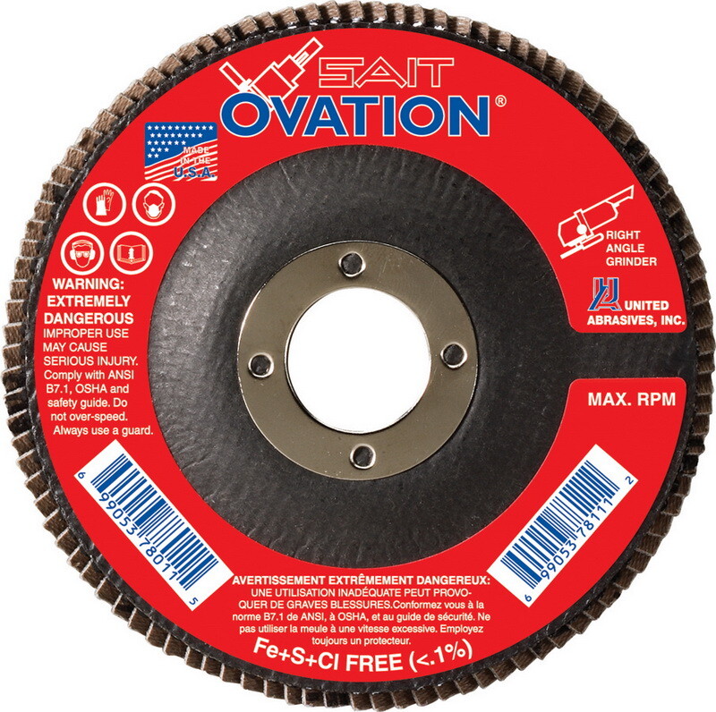 United Abrasives 78029 5x7/8 Ovation HD Zirconium Flap Disc 80