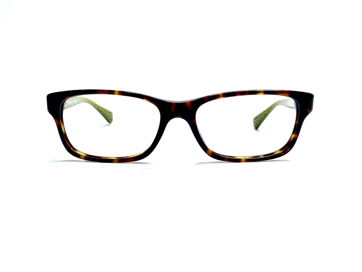 Chapado en Laton ヘアライン コンビ　Hc2 Coach Brown Tortoise Rectangular Glasses Chain Link Fannie HC6052