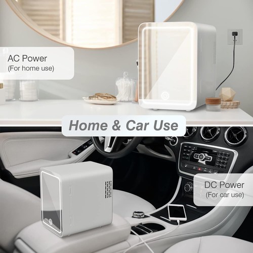 4L Fridge With Mirror Portable Cooler Warmer Refrigerator for Makeup Car Travel - Picture 3 of 25