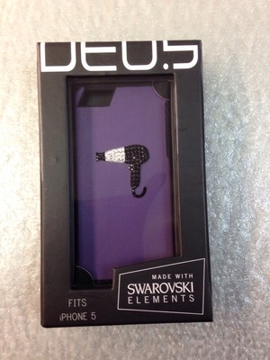 Iphone 5 Case or iPhone 5s Purple Deos Leather Swarovski Crystal Bling Hairdryer