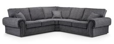 Wilcot Grey 5 Seater Large Corner Sofa L Shaped Chenille Fabric Fullback Cushion