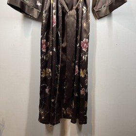Sensara Front Tie Womens Maxi Sexy Robe Pockets Brown Floral Romantic Sz M