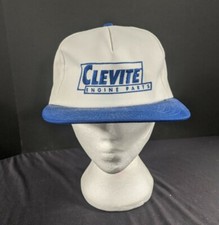 Vintage Clevite Engine Parts Automotive Snapback Cap Racing Hat NWOT White Blue