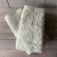 Pottery Barn Bed + Bath Pillow Shams Matelasse Sea Green Euro Set/2