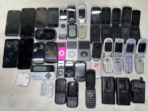 HUGE LOT 40 CELL PHONE SMART PHONES APPLE SAMSUNG LG Recorder iPod Walkman - Afbeelding 1 van 4