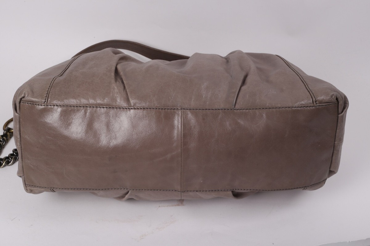 HOBO International Taupe Leather Chain Slouchy Hobo Shoulder