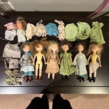 7x Vintage Holly Hobbie American Greetings Dolls 6 -11 With Clothes Lot 1974-75