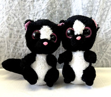 TY Beanie Boos - Flora the Skunk - SET OF 2 - 6 inch - Glitter eyes, Plush