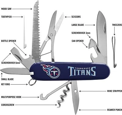T.H.E. SPORTS VAULT The Sports Vault NFL Licensed Tennessee Titans Classic Pocket Multi-Tool