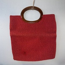 Vintage Red Woven 1940  s Handbag Bakelite Handle