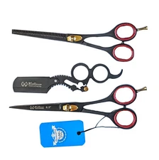 Xcellence Barber Salon Hair Cutting Scissors Shears, Thinning Shears Set of 4