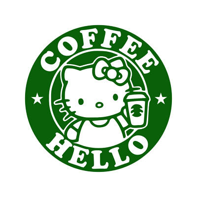 HELLO KITTY COFFEE DECAL 3M STICKER USA VEHICLE CAR TRUCK WINDOW FOR STARBUCKS