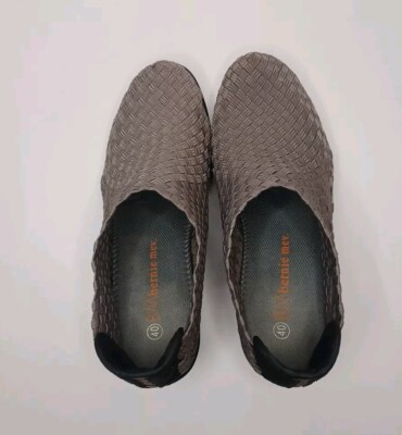Bernie Mev Gem Womens Block Heel Sz Basket Weave Grey