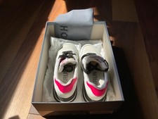 Scarpe Hogan donna, 35, bianco con inserti rosa fluo, come nuovo per num errato