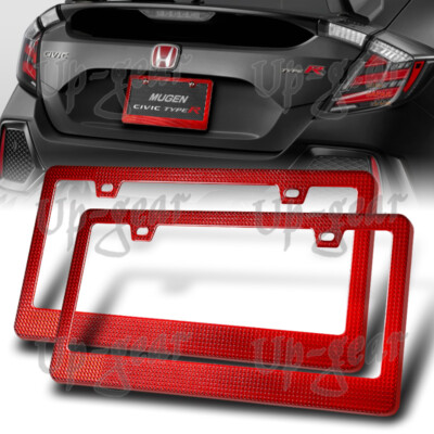 2x Red Aluminum License Plate Frames – US Standard Size – Front Or Rear Mount