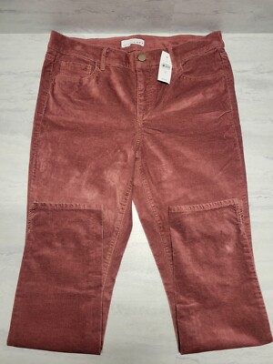 Ann Taylor LOFT Modern Skinny Velvet Slit Jean Pants in Elegant Rose Size 30/10