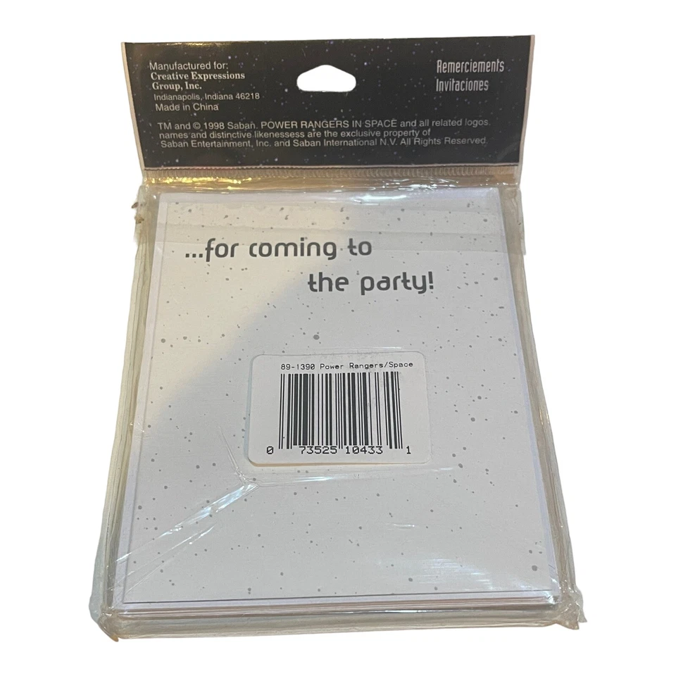 1998 Saban’s POWER RANGERS In SPACE Thank You Cards (8ct) Birthday Party Vintage - Image 2 of 2