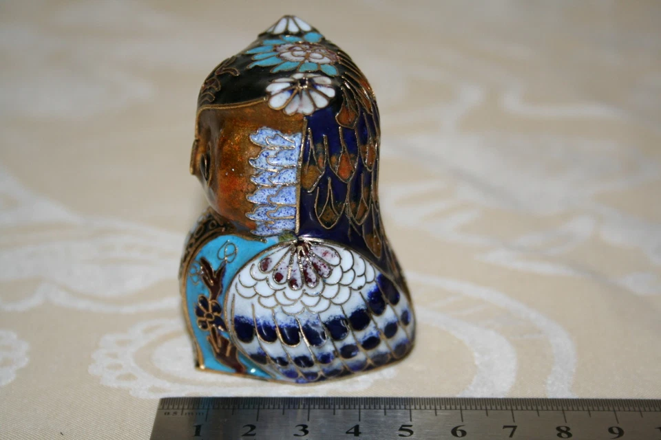 jolie chouette ou hibou en laiton, émail cloisonné, hauteur 7 cm, chine - Photo 3/4