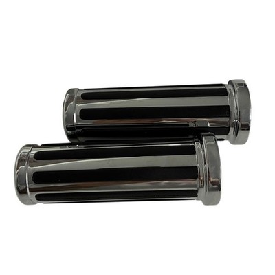 Griffe schwarz chrom Retro Style für 25 mm Lenker Motorrad Chopper Bobber