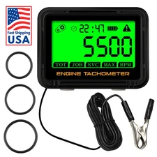 Small Engine Tachometer RPM Gauge 0-18000 IP68 Waterproof Hour Meter w Backlight