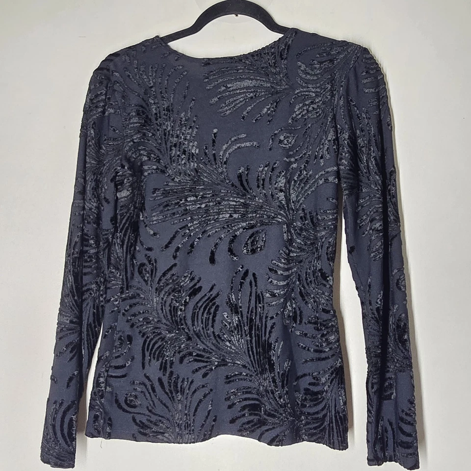 Top Vintage Hanky Panky Mujer Talla M Negro Floral Burnout Terciopelo Gótico Capricho Foto 4 de 4