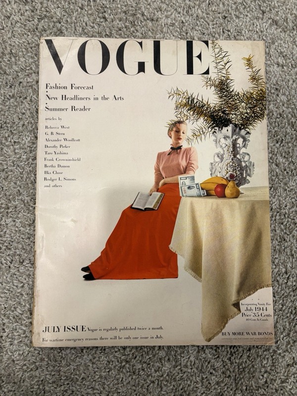 Vogue Magazine July 1944 Vintage WWII Era Fashion Collectible Advertising