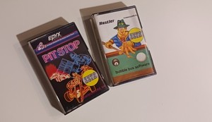 2 Vintage COMMODORE C64 Tapes Datasette Pitstop and Hustler Epyx CBM64 -GERMAN