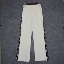 Juicy Couture Cream Wide Leg Track Pants Side Logo Tape Drawstring Women's M