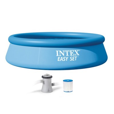 Intex 10'x30'' Easy Set Inflatable Kid Swimming Pool with Filter Pump(Open Box)
