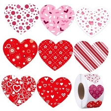 600 Pieces Heart Roll Stickers Valentine's Day Colorful Heart Shaped Stickers
