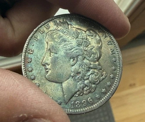 1896-O $1 Morgan Silver Dollar AU Tough Date Beautiful Toning