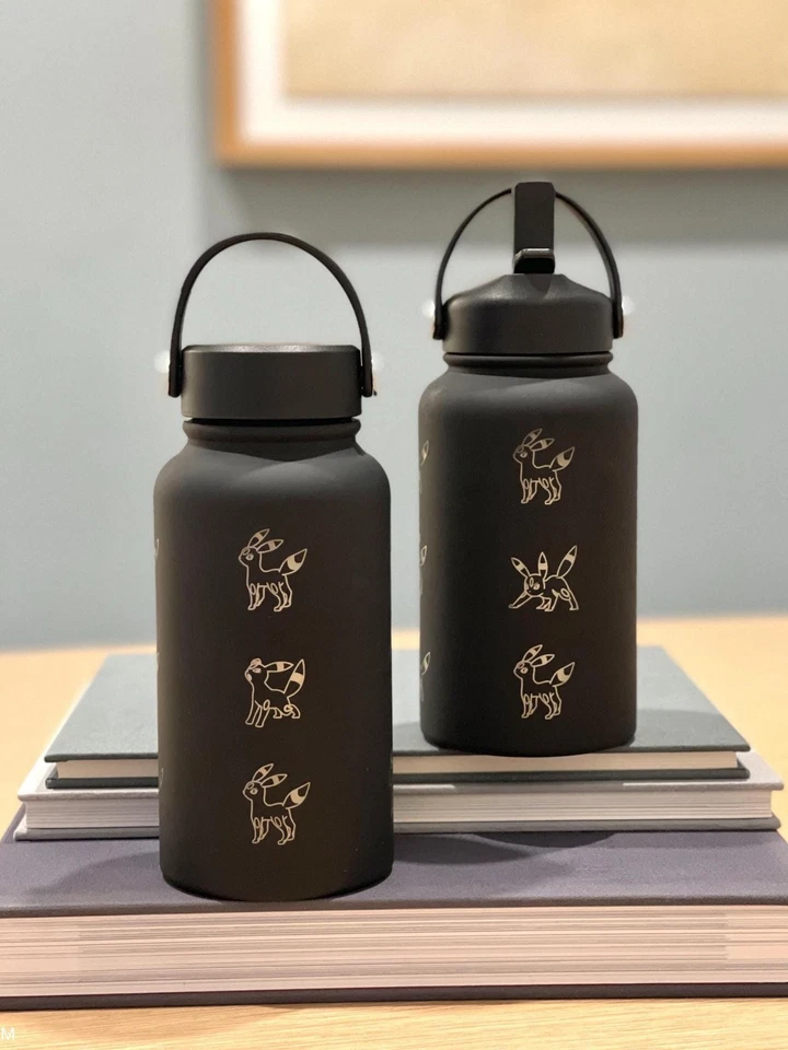 Umbreon Water Bottle Engraved Coffee Tumbler, Eevee Eeveelution Waterbottle - Image 1 of 4